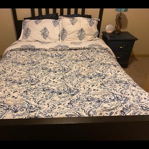 White and Navy Bedspread